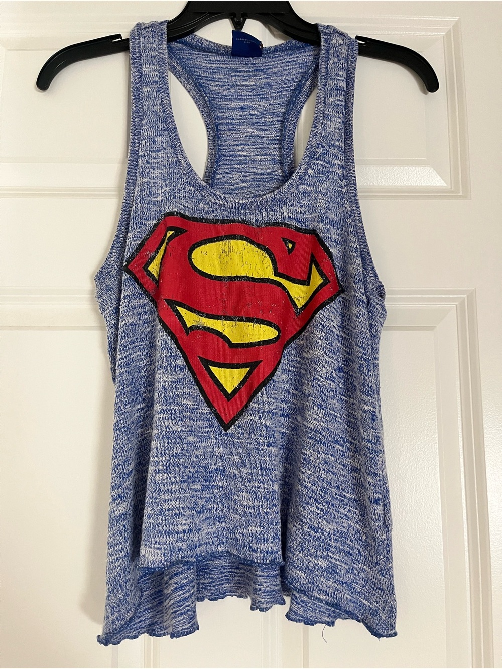 Superman Knit Loose Sweater Racer Back Tank Top Small